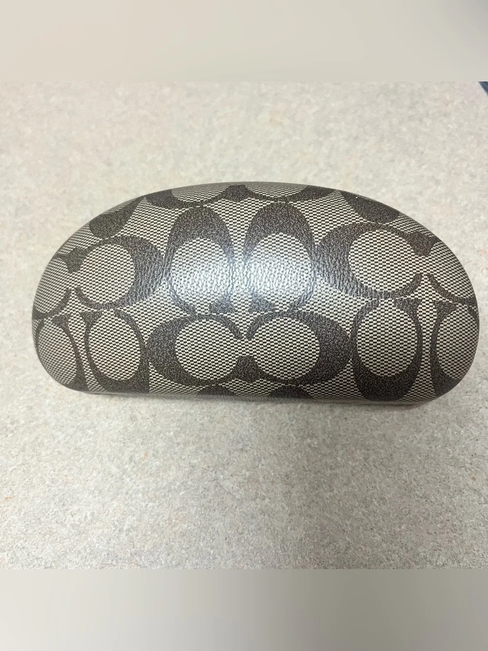 Coach Hard Clamshell Eyeglass Case Classic Logo Monogram Brown